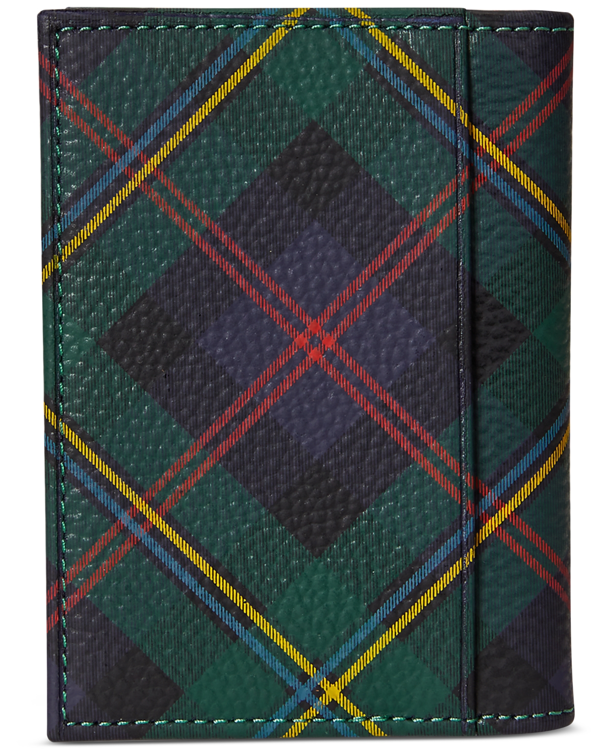 Polo Ralph Lauren Men's Plaid Leather Folded Card Case In Multi