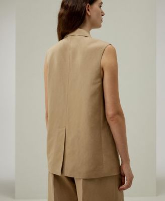 Single Button Sleeveless Lapel Blazer