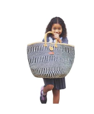 Balance Stripes Handwoven Beach Straw Tote Basket