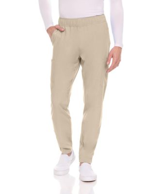 Men's Men Scrubs Set - Stretch V-Neck Scrub Top with 7-Pocket Pants Workwear Wine Large