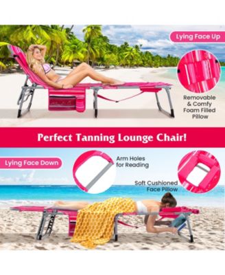 5 Position Folding Chaise Lounge Chair for Outdoor Patio Pool or Garden Relaxation