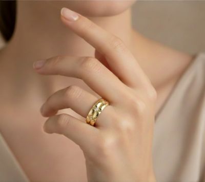 14k Gold Plated Cubic Zirconia Double Weave Band Ring