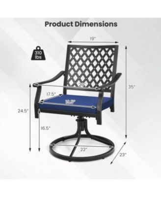 2 Pieces Outdoor Swivel Chairs Patio Dining Chairs with Padded Cushions