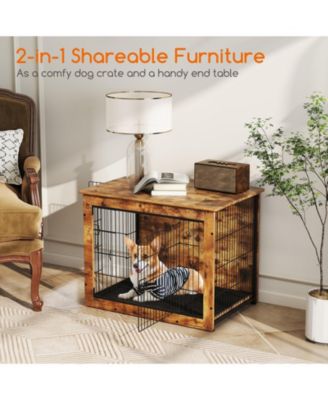 Slickblue Dog Crate Furniture with Cushion and Double Doors