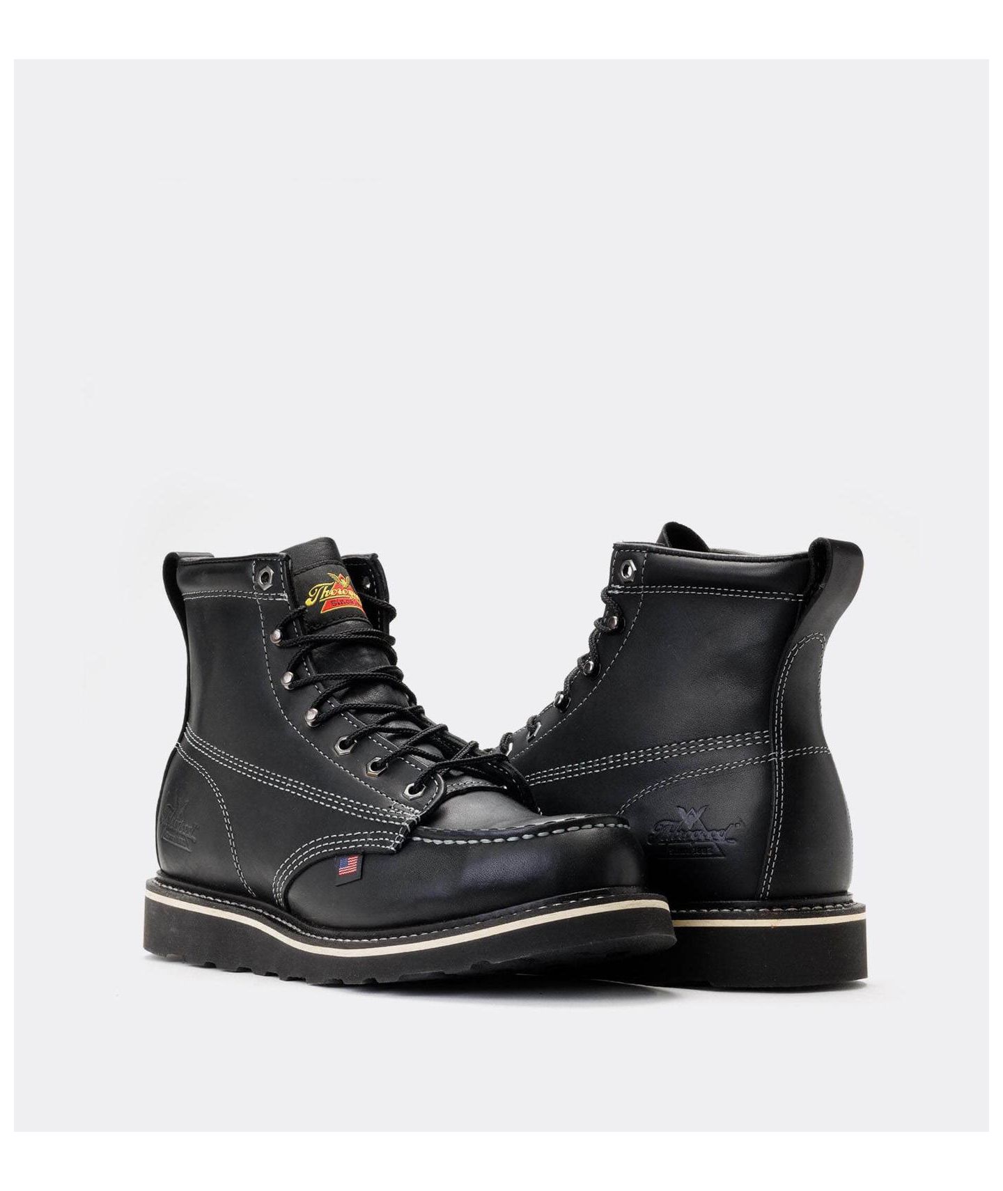 Мужские ботинки Thorogood American Heritage Midnight 6" Black Moc Toe Work Boots for Men, цвет: Чёрный — фото 2