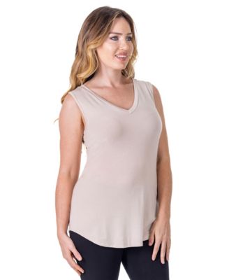 Petite V-Neck Tunic Tank Top with Round Hemline