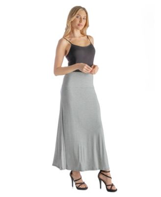 Petite Elastic Waist Solid Color Maxi Skirt