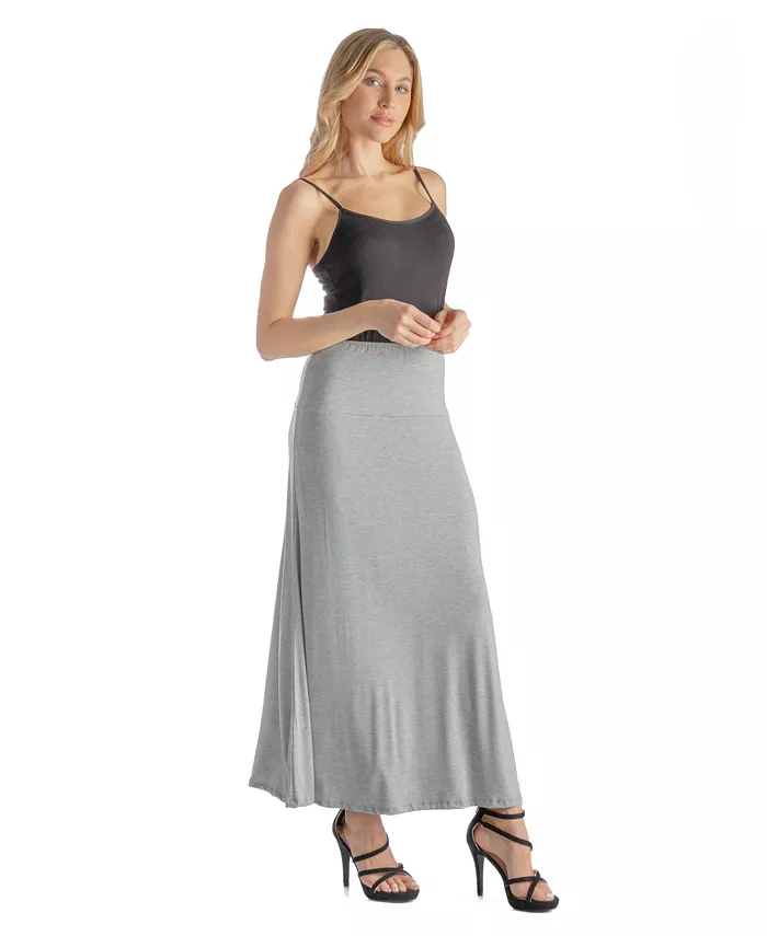 Petite Elastic Waist Solid Color Maxi Skirt - thumbnail 6