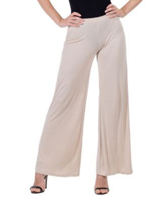 Petite Comfortable Solid Color Palazzo Wide Leg Pants