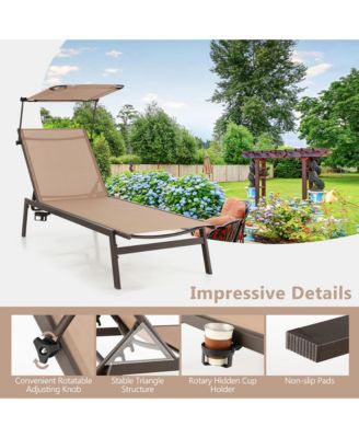 6-Position Recliner Lounge Outdoor Adjustable Reclining Chair Poolside