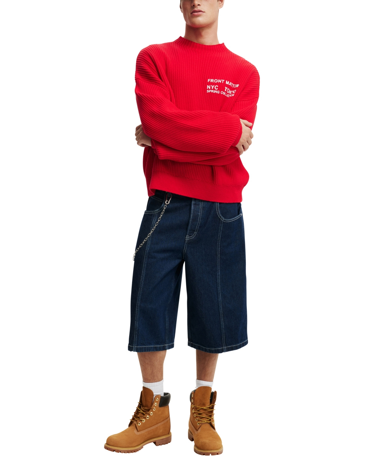 COTTON ON MEN'S RELAXED CREW KNIT SWEATER 