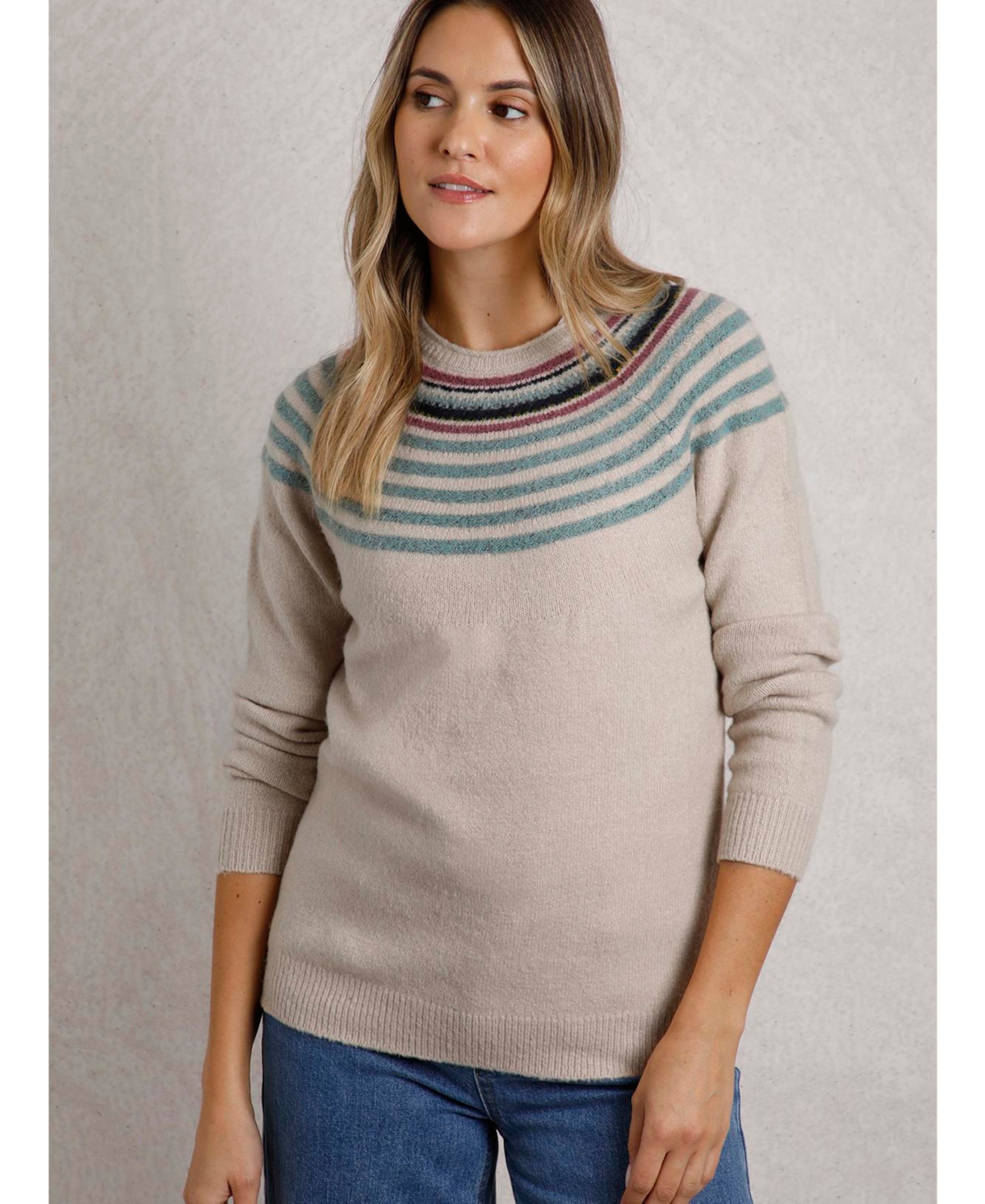 Women's Sinatra Patterned Knit Jumper - Ecru