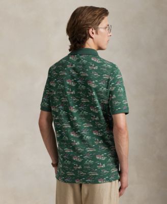 Men's Classic-Fit Scenic-Print Mesh Polo Shirt