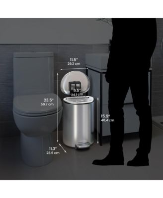 SoftStep Stainless Steel Semi-Round Step Trash Can with AbsorbX Odor Filter and Removable Inner Bucket