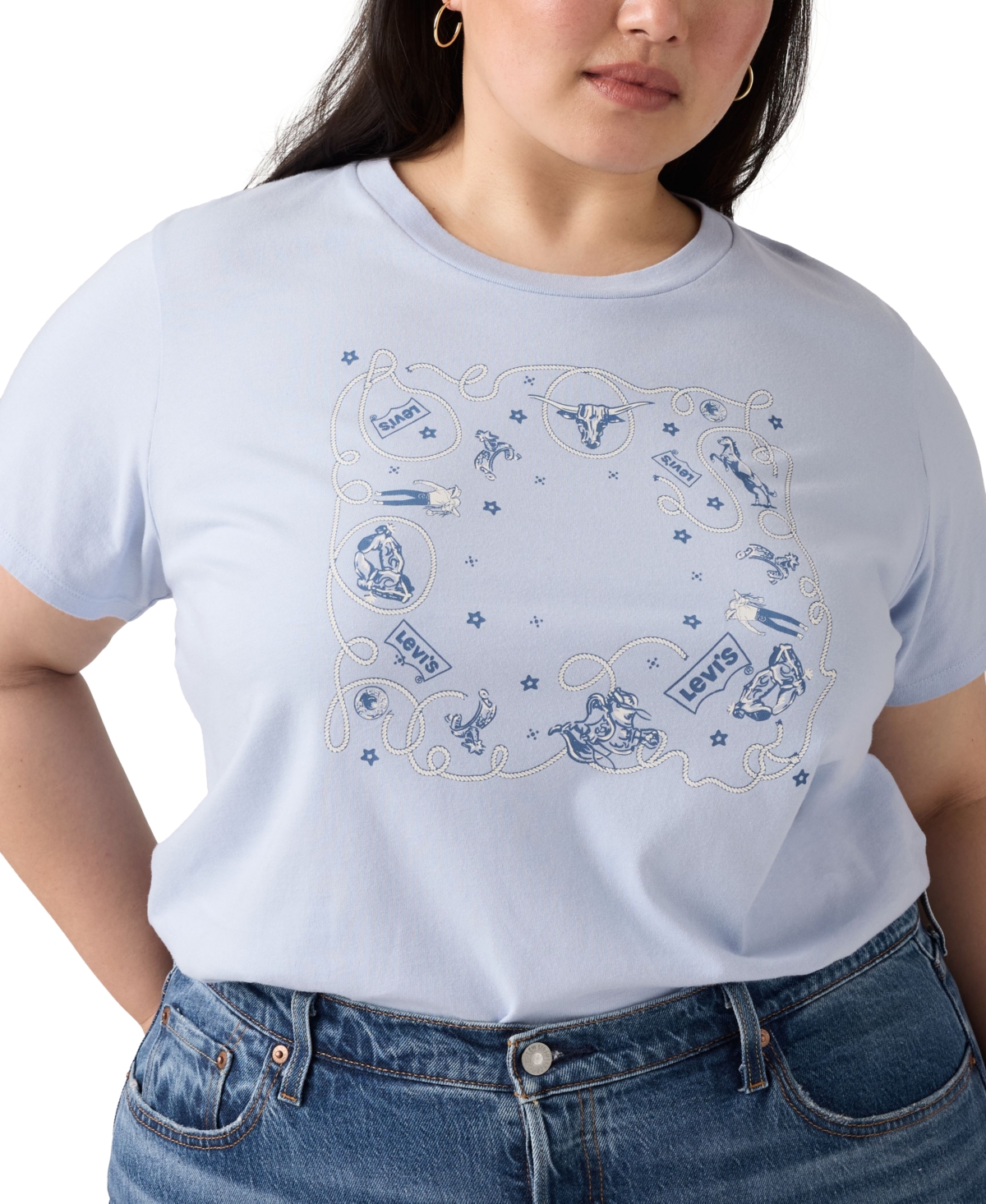 Levi's Plus Size Perfect Logo Cotton T-shirt In Blue
