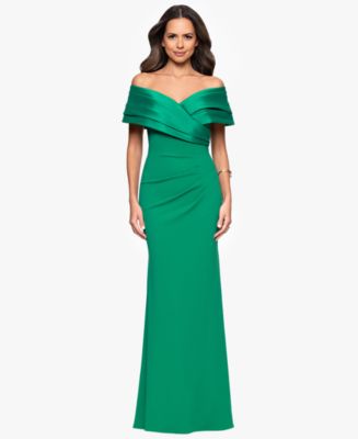 Betsy & Adam Women's Off-The-Shoulder Colorblocked Gown - Green - Size 4