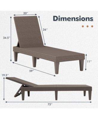 Outdoor Chaise Lounger Chair with Waterproof Rattan Textured PP Surface