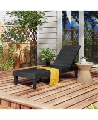 Rattan Textured PP Surface Waterproof Outdoor Chaise Lounger Chair