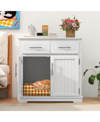 Cat Litter Box Enclosure with 2 Drawers and Double Doors