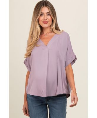 Maternity Olive V-Neck Pin-Tuck Detail Top