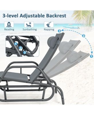 Patio Chaise Lounge Glider Recliner Chair Adjustable Sturdy Metal Frame Outdoor