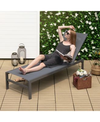 Patio Chaise Lounge Outdoor Adjustable Lounge Chair W/ 6-Position Backrest