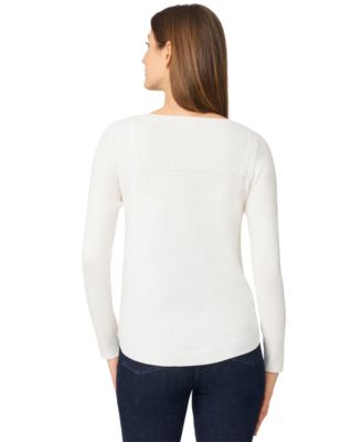 Women's Petite Boat Neck Long-Sleeve Sweater