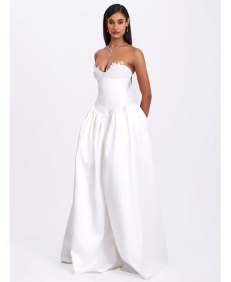 Women's Naila Lace Trim Strapless Drop Waist Wedding Gown