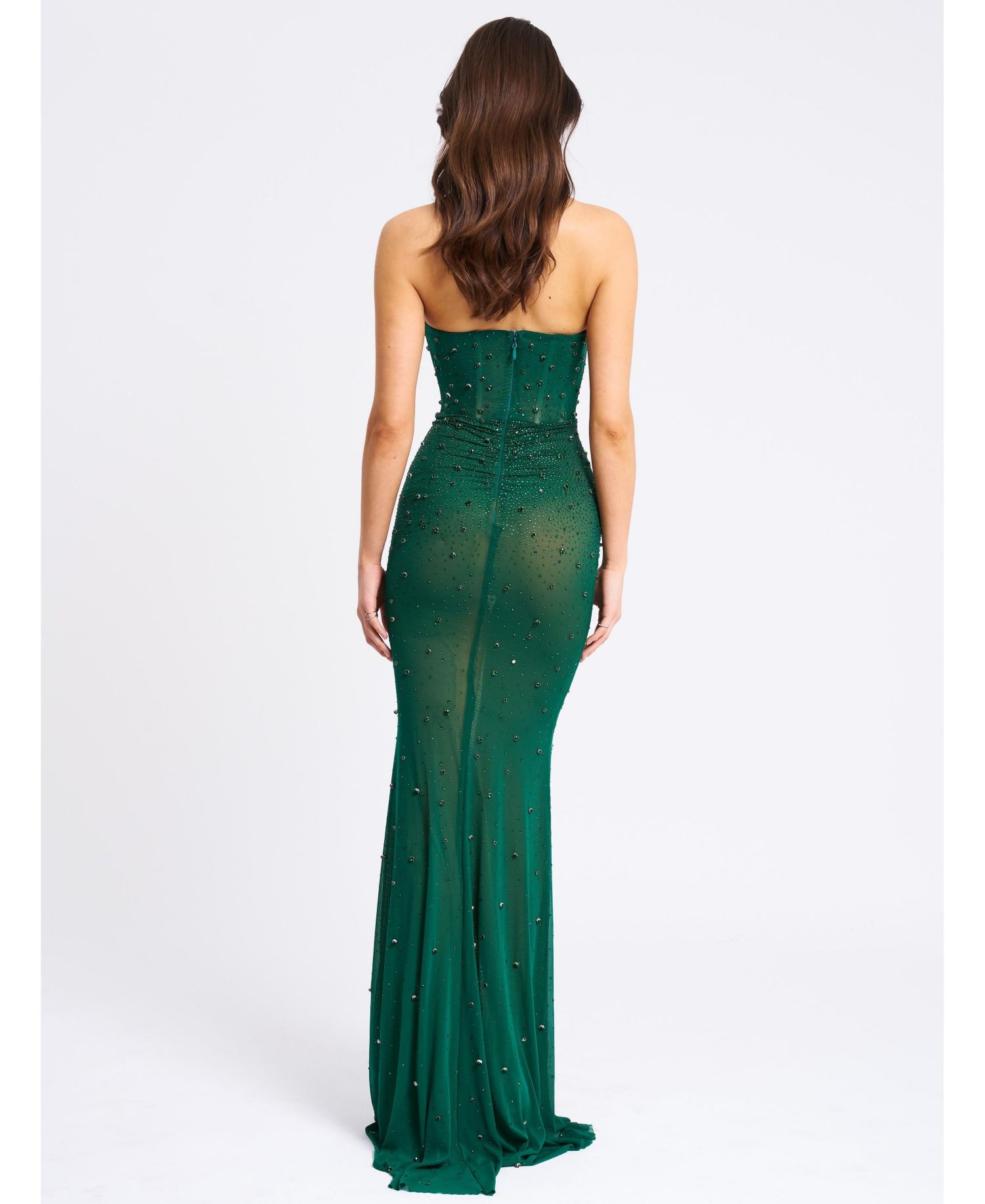 Women's Fatima Green Crystal Sleeveless Corset Mermaid Maxi Dress