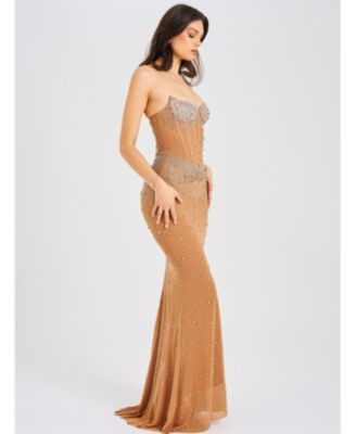 Women's Fatima Crystal Sleeveless Corset Mermaid Maxi Dress
