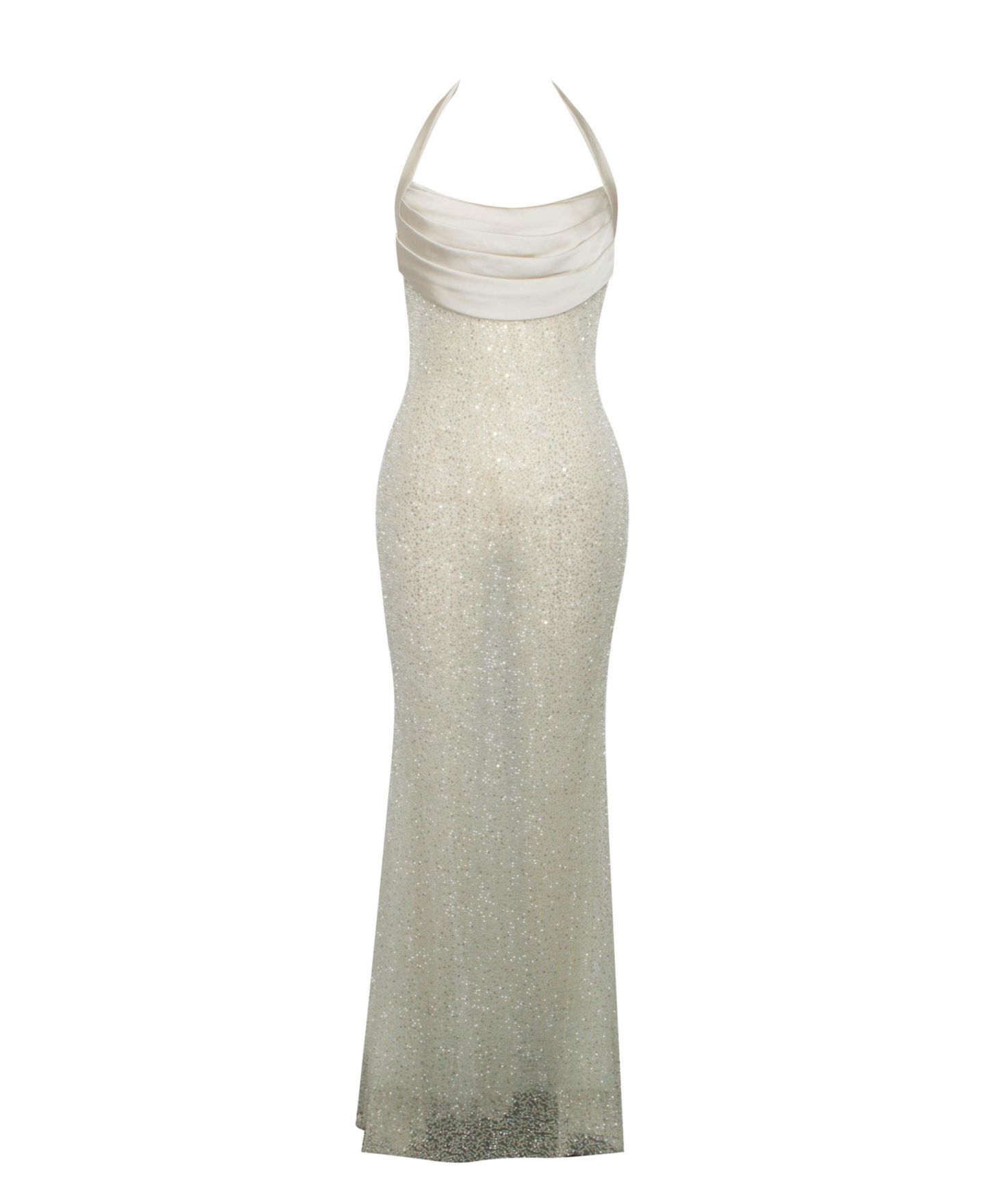 Женское платье Miss Circle Zahya Lime Halter Backless Beaded Mesh Gown, цвет: Лаймовый / Пастельный зелёный — фото 11