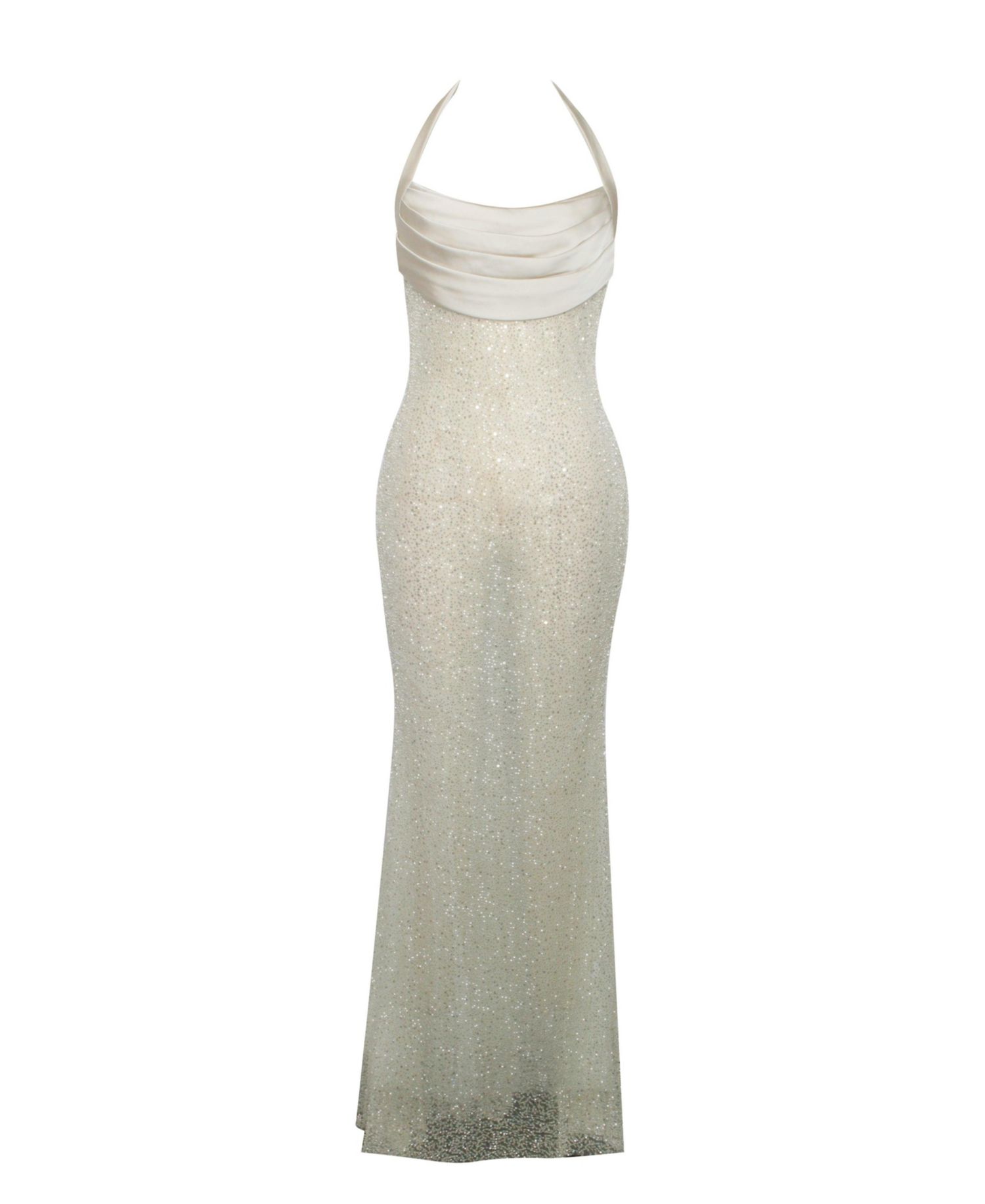 Women's Zahya Lime Halter Backless Beaded Mesh Gown