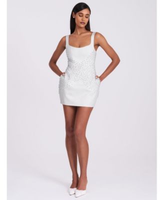 Women's Tais Pearl Beaded Cocoon Shape Sleeveless Mini Dress