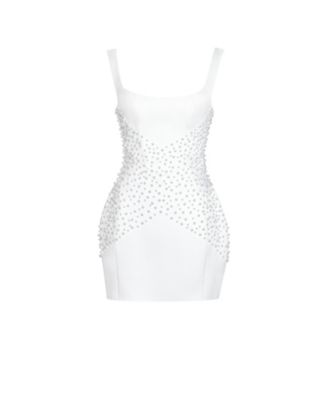 Women's Tais Pearl Beaded Cocoon Shape Sleeveless Mini Dress