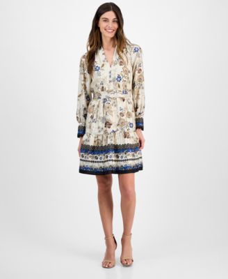 Anne Klein - Petite Tiered Floral-Print Dress