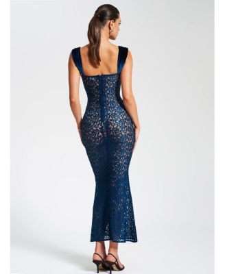 Women's Veronica Teal Lace Maxi Dress