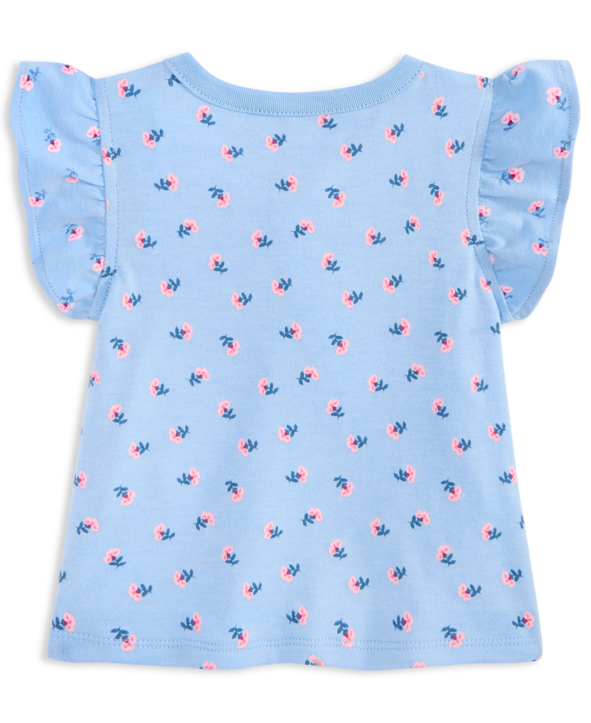 First Impressions Baby Girls Flutter Sleeve 3-24 Month Floral T-shirt, Exclusively At Macy's In Blue