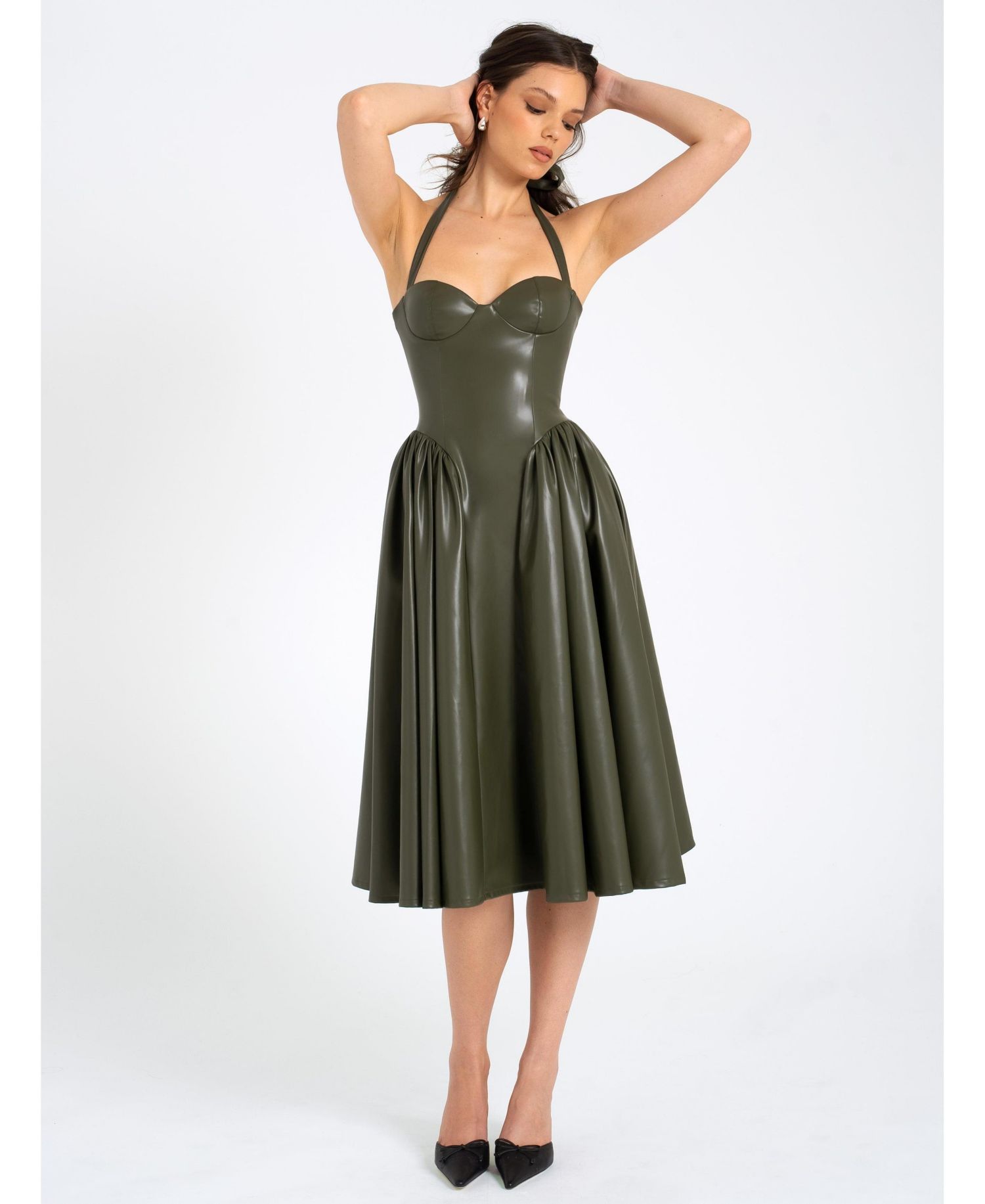 Women's Eliana Olive Faux Leather Dress