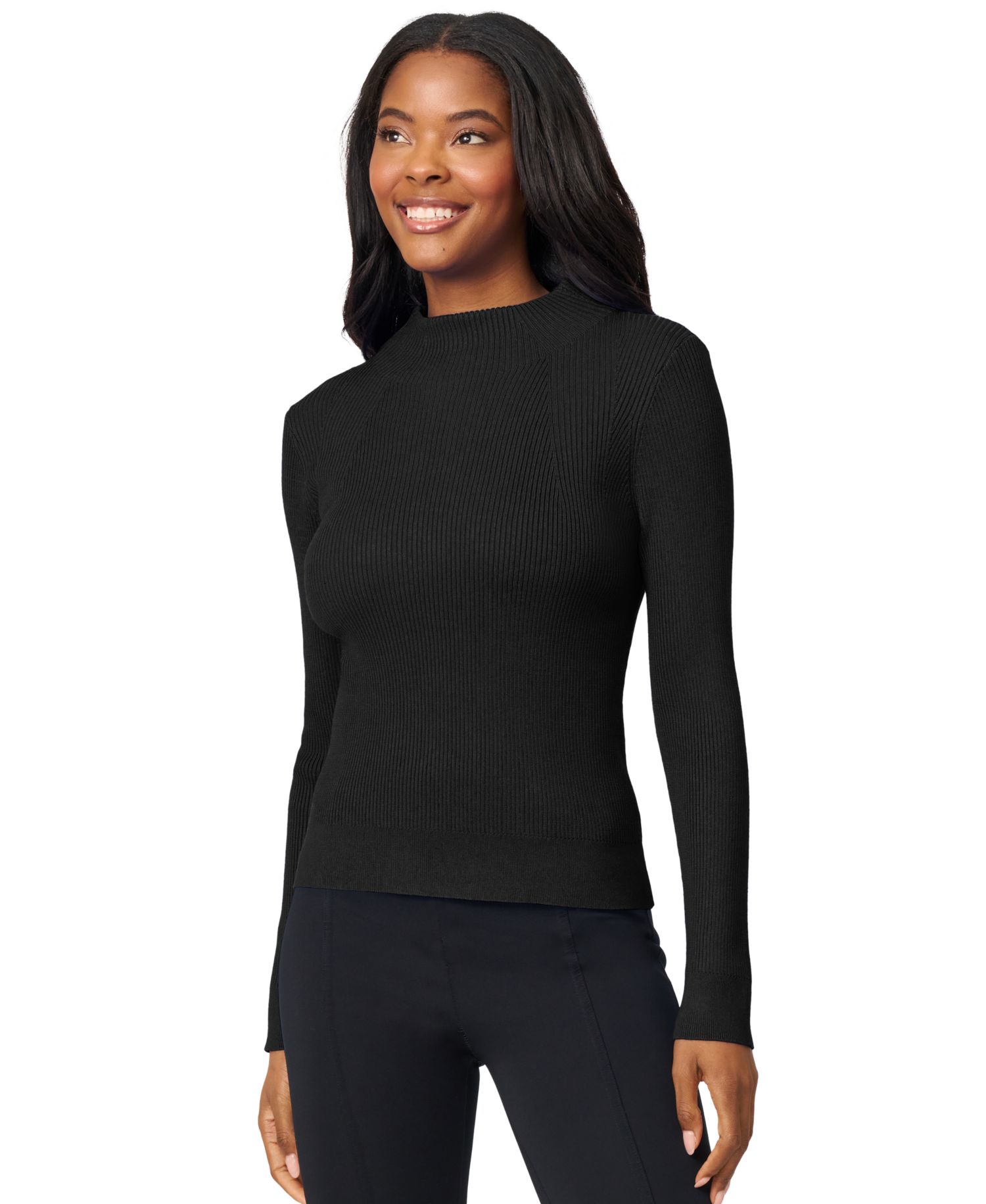 Women's Mock-Neck Rib-Knit Sweater