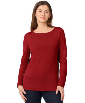 Petite Tipped Side-Button Tunic Sweater