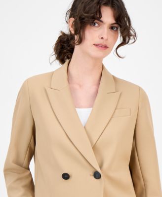 Petite Double-Breasted Peak-Lapel Blazer
