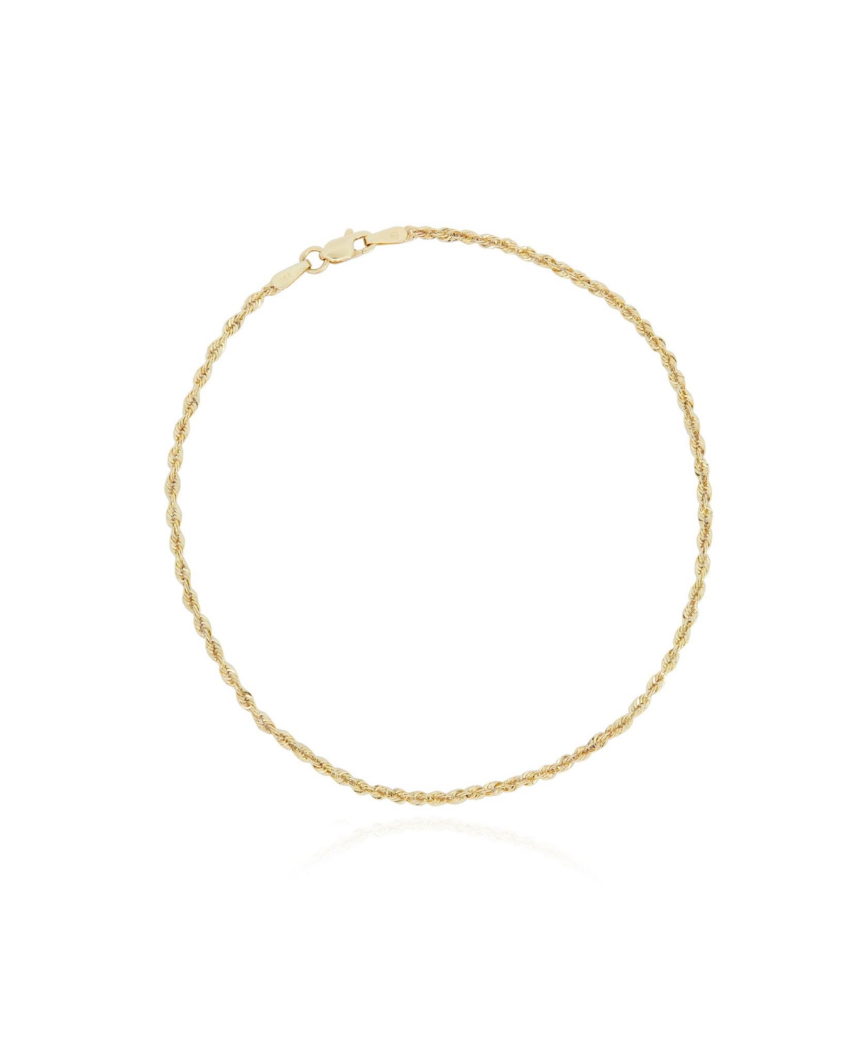 Rope Chain Bracelet 2.5 millimeters 8 inches - Gold
