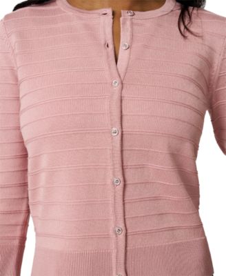 Petite Textured-Stripe Cardigan Sweater