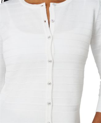 Petite Textured-Stripe Cardigan Sweater