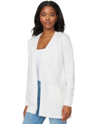 Petite Textured-Stripe Open-Front Cardigan Sweater