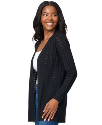 Petite Pointelle Open-Front Cardigan Sweater