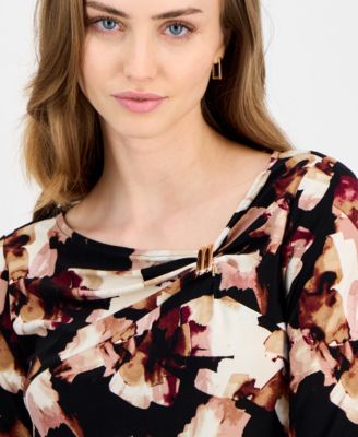 Women's Printed Hardware-Trim Top