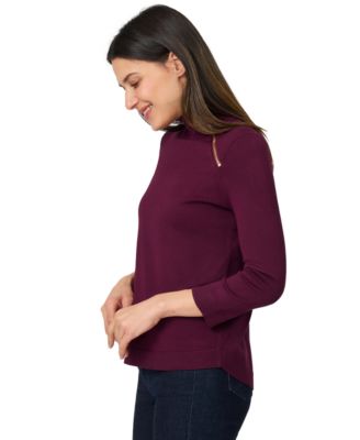 Petite Mock Neck Asymmetric-Zip Sweater