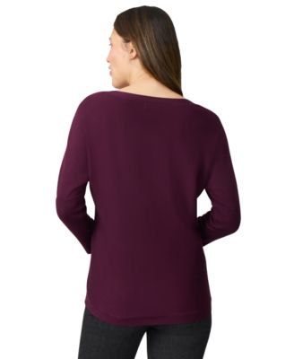 Petite Diamond-Knit Dolman-Sleeve Sweater
