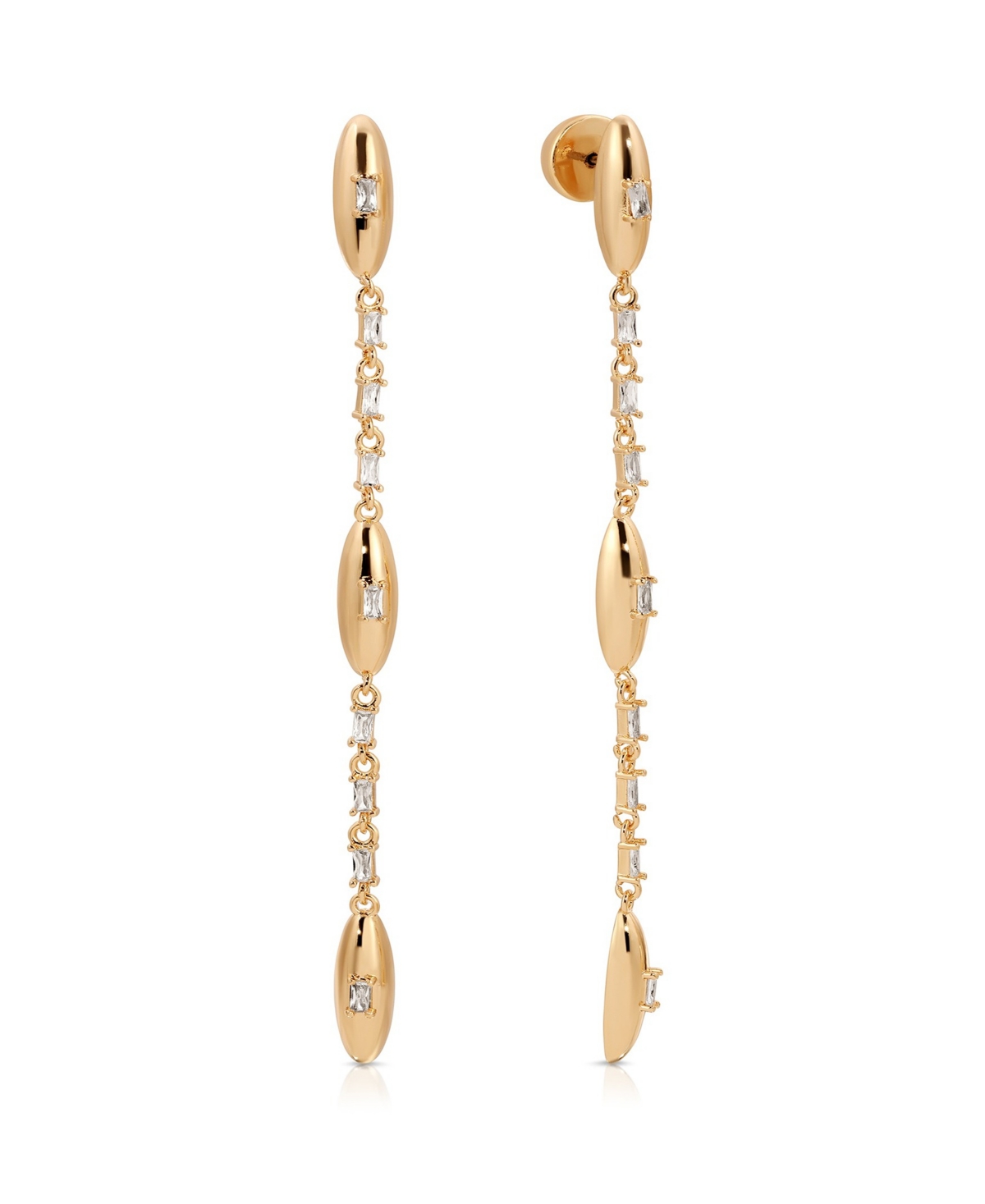 Oval Dome Linear Earrings - Gold